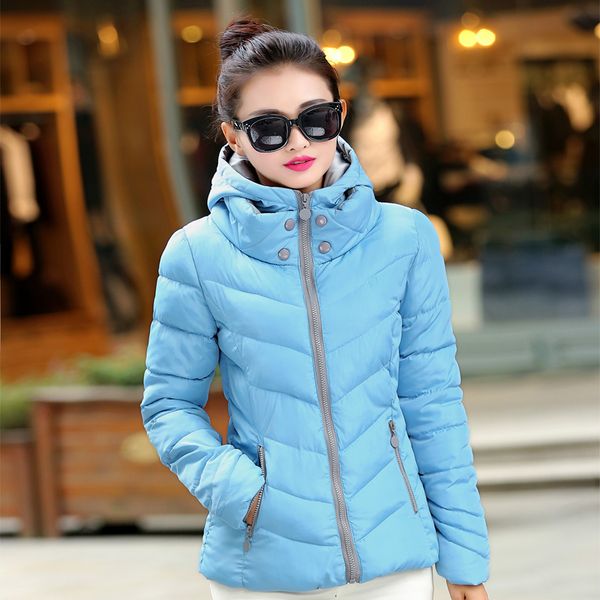 

lined women down jacket warm coat hooded elegant trench quilted short solid ultra light autumn zippered long sleeve winter, Black