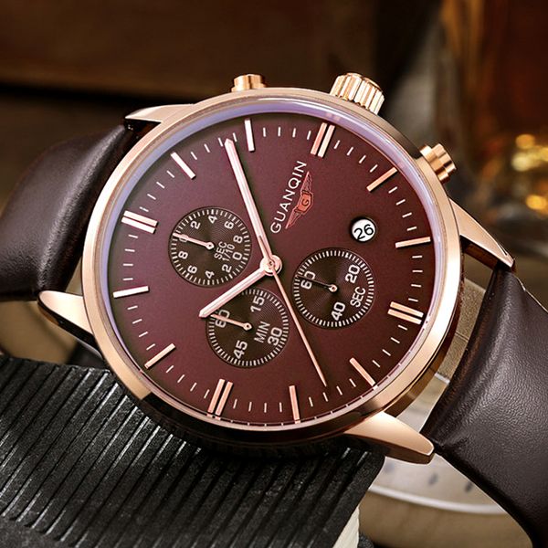 guanqin mens watches brand luxury military sport quartz watch men chronograph luminous hands male clock relogio masculino, Slivery;brown
guanqin mens watches brand luxury military sport quartz watch men chronograph luminous hands male clock relogio masculino, Slivery;brown