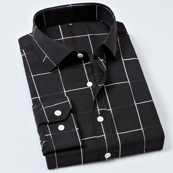 men oxford long sleeve plaid shirt slim casual chemise homme business office male new spring black white dress shirts, White;black
men oxford long sleeve plaid shirt slim casual chemise homme business office male new spring black white dress shirts, White;black