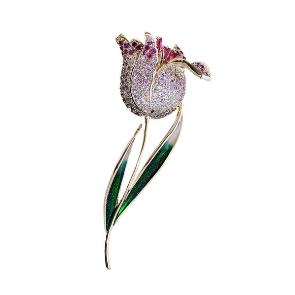 luxury cubic zirconia elegant tulip brooch women's wedding accessories pin drop oil flower brooch, Gray
luxury cubic zirconia elegant tulip brooch women's wedding accessories pin drop oil flower brooch, Gray