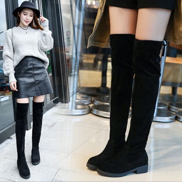 new women knee high boots black seude lace up ladies over the knee boots flat shoes low heel long tube plush warm winter fall ing
new women knee high boots black seude lace up ladies over the knee boots flat shoes low heel long tube plush warm winter fall ing