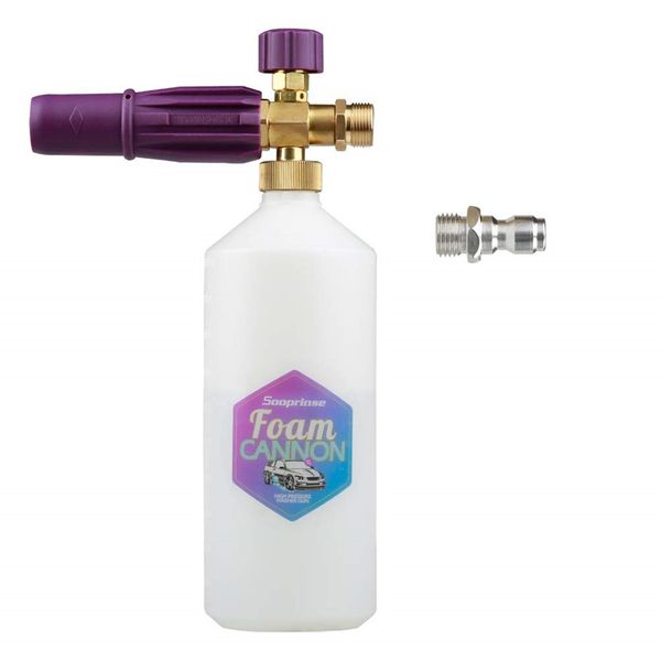 sooprinse foam cannon soap snow foam lance nozzle pressure washer wash,m22-14 metric male thread with 1/4 inch quick connector
sooprinse foam cannon soap snow foam lance nozzle pressure washer wash,m22-14 metric male thread with 1/4 inch quick connector
