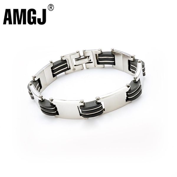 amgj men bracelet bangle punk rock black silicone charm cuff bracelet stainless steel jewelry, White
amgj men bracelet bangle punk rock black silicone charm cuff bracelet stainless steel jewelry, White
