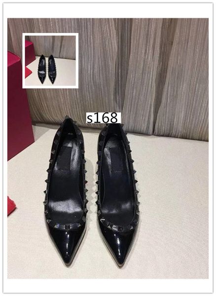 luxury patent leather women pointed toe 2-strap studs pumps rivet stiletto high-heeled shoes size 39, Black
luxury patent leather women pointed toe 2-strap studs pumps rivet stiletto high-heeled shoes size 39, Black