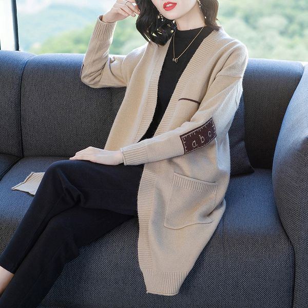 women sweater long cardigan loose outfit new spring and autumn casual wild sweater jacket, White;black
women sweater long cardigan loose outfit new spring and autumn casual wild sweater jacket, White;black
