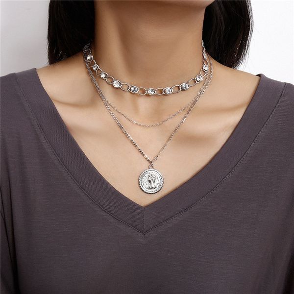 ae-canfly многослойного роскошного кристалл choker ожерелье воротник заявление портрет резной монета кулон ожерелье для женщин ювелирных изд, Silver
ae-canfly многослойного роскошного кристалл choker ожерелье воротник заявление портрет резной монета кулон ожерелье для женщин ювелирных изд, Silver