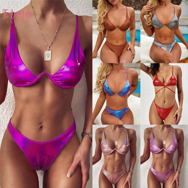 2020 mujer bikini set striped pit swimsuit fashion gradient high waist swimwear cross bandeau bathing suit summer beachwear, White;black
2020 mujer bikini set striped pit swimsuit fashion gradient high waist swimwear cross bandeau bathing suit summer beachwear, White;black