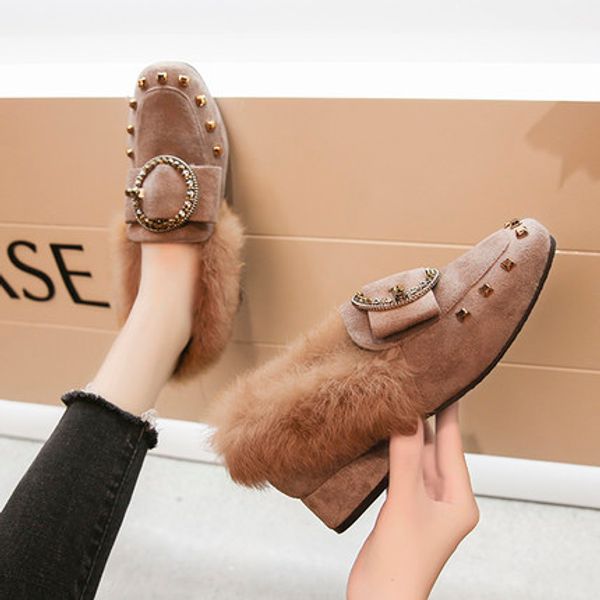 rough with peas shoes female 2019 new square head wild rivet autumn wear fashion fur shoes, Black
rough with peas shoes female 2019 new square head wild rivet autumn wear fashion fur shoes, Black