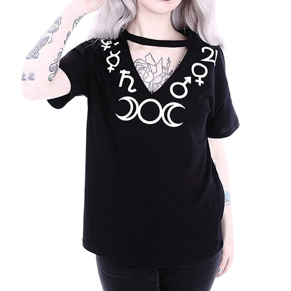 blusas women's v-neck short-sleeved blouse shirt punk style moon print summer black loose blouse shirt vadim#lr4, White
blusas women's v-neck short-sleeved blouse shirt punk style moon print summer black loose blouse shirt vadim#lr4, White