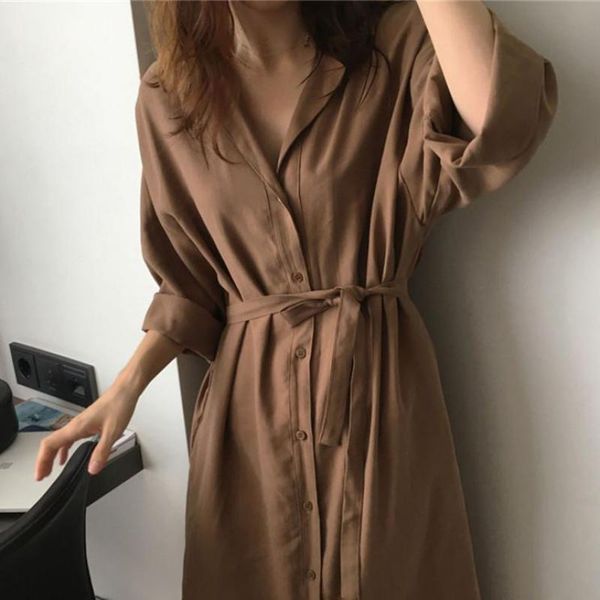 casual dresses 2021 spring autumn fashion female batwing sleeve vintage solid shirt dress women loose wrap oversize, Black;gray
casual dresses 2021 spring autumn fashion female batwing sleeve vintage solid shirt dress women loose wrap oversize, Black;gray