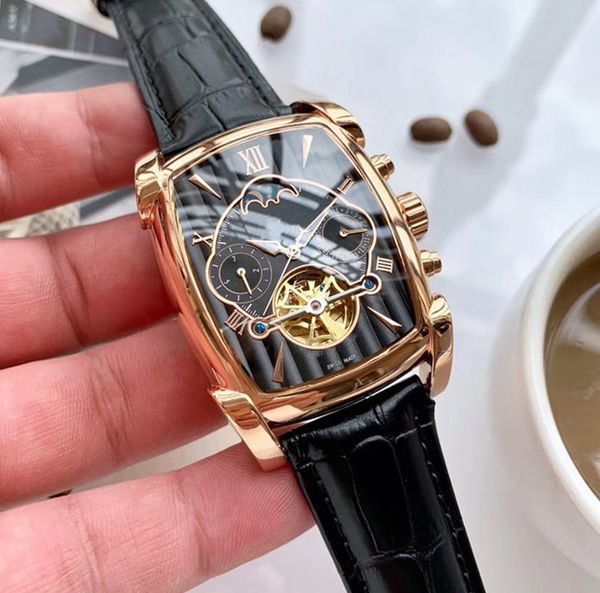 2019 luxury men's watch fashion business military 2813 automatic mechanical tourbillon moon phase rectangular black leather mens watche, Slivery;brown
2019 luxury men's watch fashion business military 2813 automatic mechanical tourbillon moon phase rectangular black leather mens watche, Slivery;brown