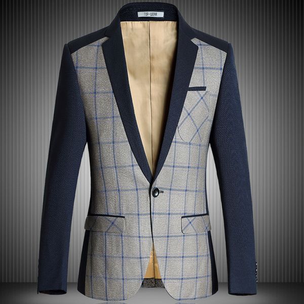new men blazer designs jacket smart casual mens blazers fashion stitching big plaid suit slim fit male brand suit blazer, White;black
new men blazer designs jacket smart casual mens blazers fashion stitching big plaid suit slim fit male brand suit blazer, White;black