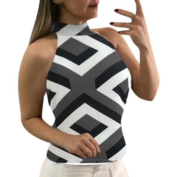 chamsgend women blouse 2019 new women hanging neck geometric print sleeveless tank fashion slim shirt blouse may3, White
chamsgend women blouse 2019 new women hanging neck geometric print sleeveless tank fashion slim shirt blouse may3, White