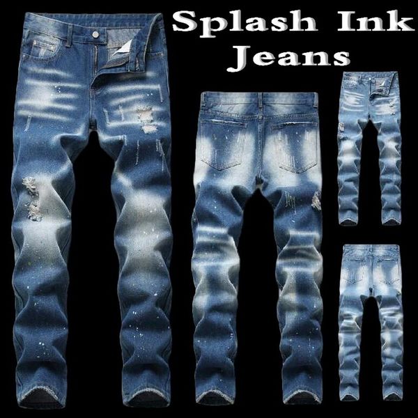 2020 new 2020 new men's jeans men's hole denim pants stretch slim straight pants patch splash ink jeans denim trouse, Blue
2020 new 2020 new men's jeans men's hole denim pants stretch slim straight pants patch splash ink jeans denim trouse, Blue