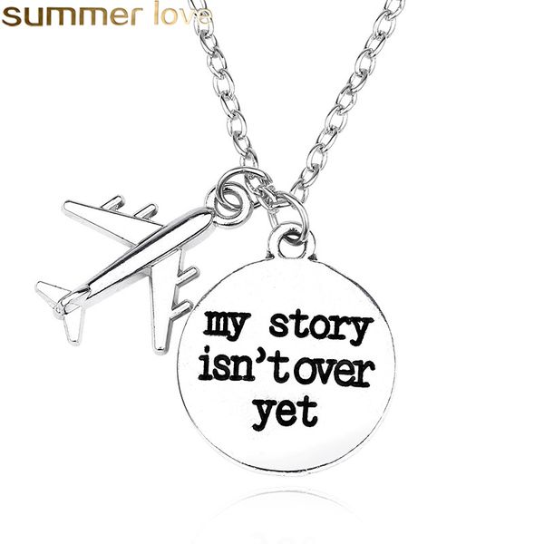 trendy air plane necklace for women letter "my story isn't over yet" pendant stainless steel chain pendants&necklaces diy jew, Silver
trendy air plane necklace for women letter "my story isn't over yet" pendant stainless steel chain pendants&necklaces diy jew, Silver