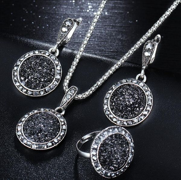 vintage black gem jewelry set fashion women wedding jewelry set crystal round stone pendant necklace earring ring sets gift ing, Silver
vintage black gem jewelry set fashion women wedding jewelry set crystal round stone pendant necklace earring ring sets gift ing, Silver
