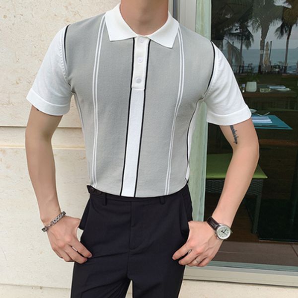 men's short-sleeved shirt personality fashion net red korean version of the trend lapel knitted bottoming shirt, White;black
men's short-sleeved shirt personality fashion net red korean version of the trend lapel knitted bottoming shirt, White;black