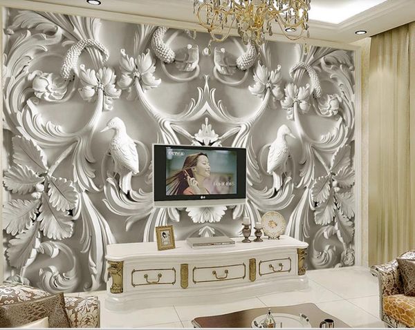 3d stereoscopic wallpaper Classic white simple European relief 3d stereo TV background wall painting
3d stereoscopic wallpaper Classic white simple European relief 3d stereo TV background wall painting