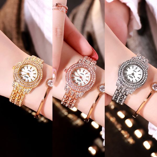 dzg golden three-color casual suit steel belt rhinestone alloy women's quartz quartz watch watch, Blue
dzg golden three-color casual suit steel belt rhinestone alloy women's quartz quartz watch watch, Blue