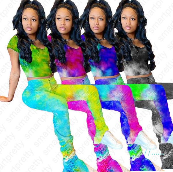 women's tie dye color t shirt and floor long pants set fashion tracksuit summer crop tee two piece outfit bar cloth sportswear d42108, White
women's tie dye color t shirt and floor long pants set fashion tracksuit summer crop tee two piece outfit bar cloth sportswear d42108, White