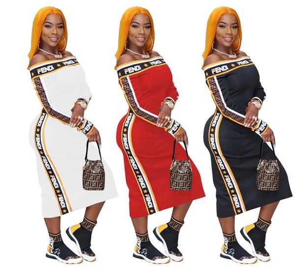 2019 designer woman summer dresses f letters long sleeve striped fends brand skirt off shoulder evening dresses bodycon clothes yl713, Black;gray
2019 designer woman summer dresses f letters long sleeve striped fends brand skirt off shoulder evening dresses bodycon clothes yl713, Black;gray