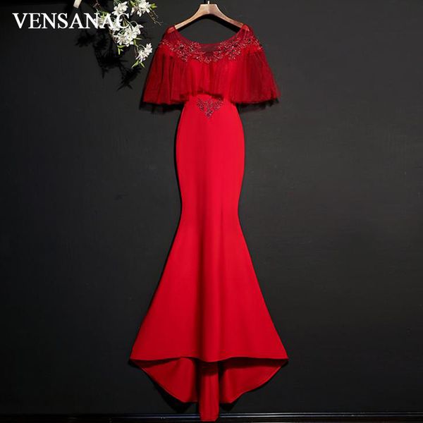 vensanac 2018 crystal o neck lace embroidery mermaid long evening dresses vintage ruffles sleeve party prom gowns, White;black
vensanac 2018 crystal o neck lace embroidery mermaid long evening dresses vintage ruffles sleeve party prom gowns, White;black