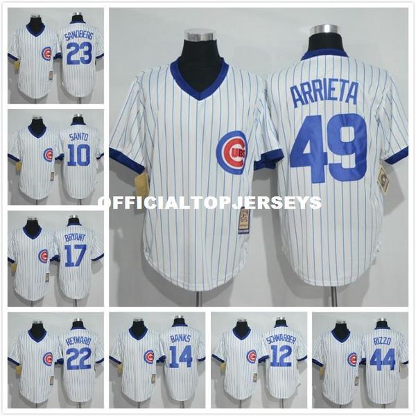 # 17 kris bryant 49 аррьета # 44 энтони риццо # 14 эрни банки ретро трикотажные изделия, Black;blue
# 17 kris bryant 49 аррьета # 44 энтони риццо # 14 эрни банки ретро трикотажные изделия, Black;blue