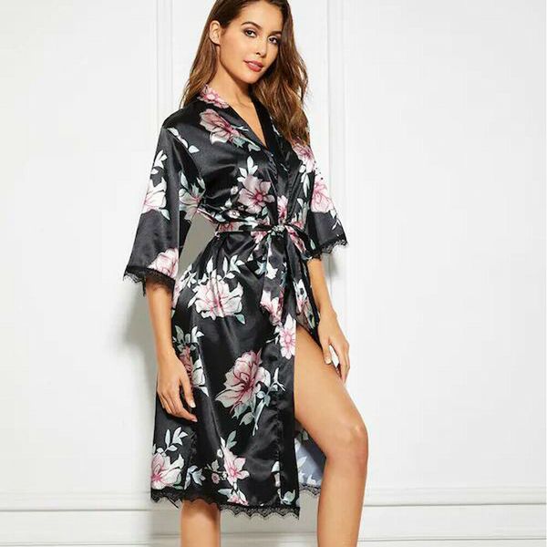 elegant ladies nightdress silk satin lace half sleeve lingerie floral bathrobe pajama kimono sleepwear long night robe for women, Black;red
elegant ladies nightdress silk satin lace half sleeve lingerie floral bathrobe pajama kimono sleepwear long night robe for women, Black;red