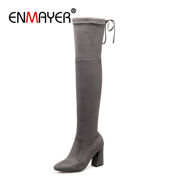 enmayer women over the knee boots thigh high boots winter pointed toe thick heels high lace up fashion cr1017, Black
enmayer women over the knee boots thigh high boots winter pointed toe thick heels high lace up fashion cr1017, Black