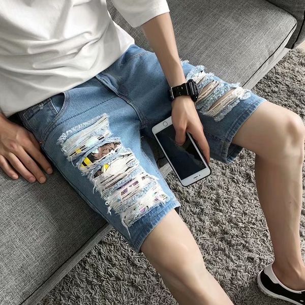 wholesale 2019 new summer denim men's shorts homme cartoon print retro distressed hole teenagers jeans shorts breeches, Blue
wholesale 2019 new summer denim men's shorts homme cartoon print retro distressed hole teenagers jeans shorts breeches, Blue