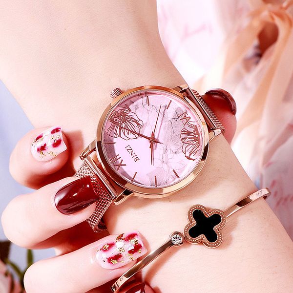 women bracelet watches rose gold ladies wrist watch flower mesh strap waterproof clock zegarek damski, Slivery;brown
women bracelet watches rose gold ladies wrist watch flower mesh strap waterproof clock zegarek damski, Slivery;brown