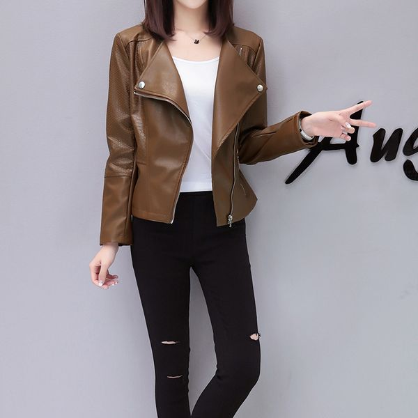 fashion casual women faux leather jackets soft full sleeve punk woman coat zipper autumn pu leather jacket, Black
fashion casual women faux leather jackets soft full sleeve punk woman coat zipper autumn pu leather jacket, Black