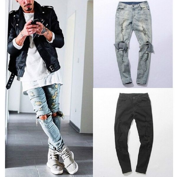 longbida mens jeans distressed hip hop ripped jeans mens biker jeans knee big hole swag clothes destroy skinny denim pants, Blue
longbida mens jeans distressed hip hop ripped jeans mens biker jeans knee big hole swag clothes destroy skinny denim pants, Blue