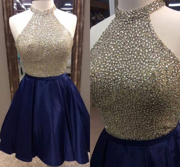 2019 bling high halter prom dresses short homecoming dress sequins beaded open back satin a-line graduation dress for girls juniors, Blue;pink
2019 bling high halter prom dresses short homecoming dress sequins beaded open back satin a-line graduation dress for girls juniors, Blue;pink
