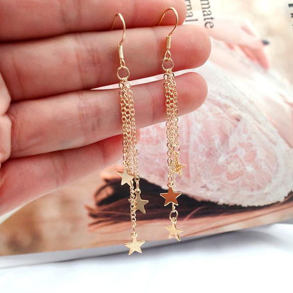 star pendant earrings bohemia earring simple five-pointed star tassel earrings for a woman's gift ear clip gadgets for women, Silver
star pendant earrings bohemia earring simple five-pointed star tassel earrings for a woman's gift ear clip gadgets for women, Silver