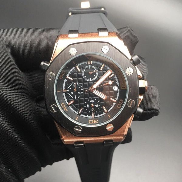 6 pins luxury mens designer watches black rubber strap gold silver case automatic multifunction watch mechanical movement wristwatches, Slivery;brown
6 pins luxury mens designer watches black rubber strap gold silver case automatic multifunction watch mechanical movement wristwatches, Slivery;brown