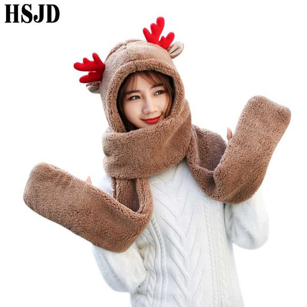 winter women plush scarf hats cartoon antlers ear warm beanies cap soft velvet hat+scarf set 2019 new female cap christmas gift, Blue;gray
winter women plush scarf hats cartoon antlers ear warm beanies cap soft velvet hat+scarf set 2019 new female cap christmas gift, Blue;gray