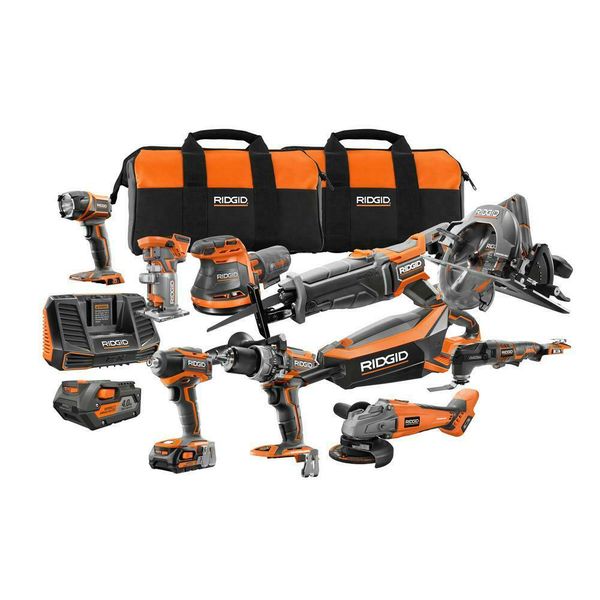 18 volt cordle 10 piece combo kit with 1 4 0 ah battery and 1 2 0 ah batte
