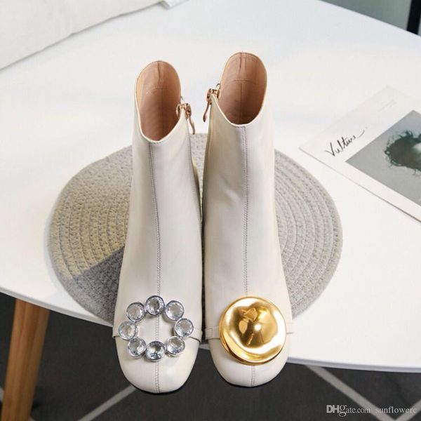 new brand hight genuine leather short boots high heels gold metal crystal mandarin duck couple style ankle boots for women leather shoes, Black
new brand hight genuine leather short boots high heels gold metal crystal mandarin duck couple style ankle boots for women leather shoes, Black