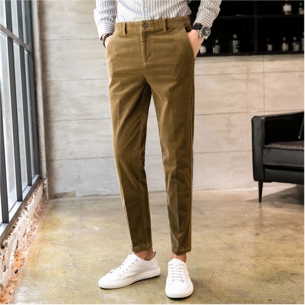 men's trousers new autumn/winter 2019 slim solid color cotton corduroy trousers loose casual personality youth men's wear, White;black
men's trousers new autumn/winter 2019 slim solid color cotton corduroy trousers loose casual personality youth men's wear, White;black