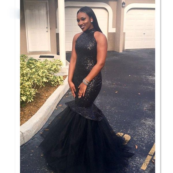 fashion black sequined mermaid prom dresses halter neck sleeveless formal dress floor length tulle long evening gowns
fashion black sequined mermaid prom dresses halter neck sleeveless formal dress floor length tulle long evening gowns