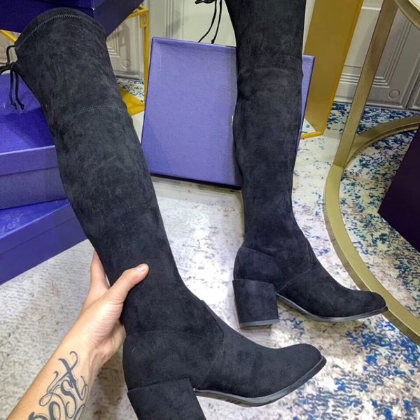 booties boots chaussures designer over the knee winter new imported stretch cashmere leather small root three color optional thigh-high boot, Black
booties boots chaussures designer over the knee winter new imported stretch cashmere leather small root three color optional thigh-high boot, Black