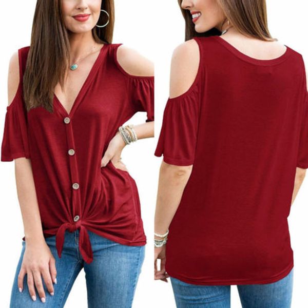 женщины -плечий v-образный вырез сыпучей футболка casual summer tops t-shirt одежды, White
женщины -плечий v-образный вырез сыпучей футболка casual summer tops t-shirt одежды, White