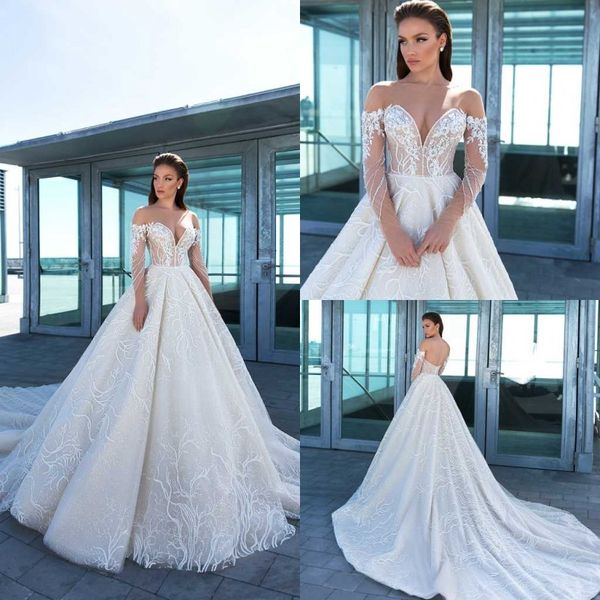 2020 crystal design wedding dresses off shoulder a line sweep train lace applique country bridal gowns plus size bohemian wedding dress, White
2020 crystal design wedding dresses off shoulder a line sweep train lace applique country bridal gowns plus size bohemian wedding dress, White