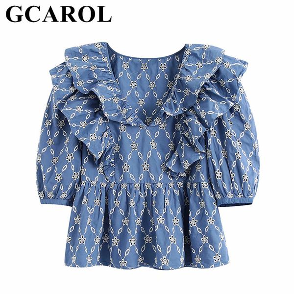 gcarol women french retro embroidery lace blouse ruffles pleated hollow out crochet cropped summer spring short, White
gcarol women french retro embroidery lace blouse ruffles pleated hollow out crochet cropped summer spring short, White