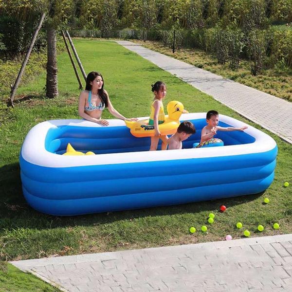 1.5m/1.8m/ 2.1m Inflatable Swimming Pool Thick Adults Kids Pool Bathing Tub Outdoor Swimming Garden Summer Water Party