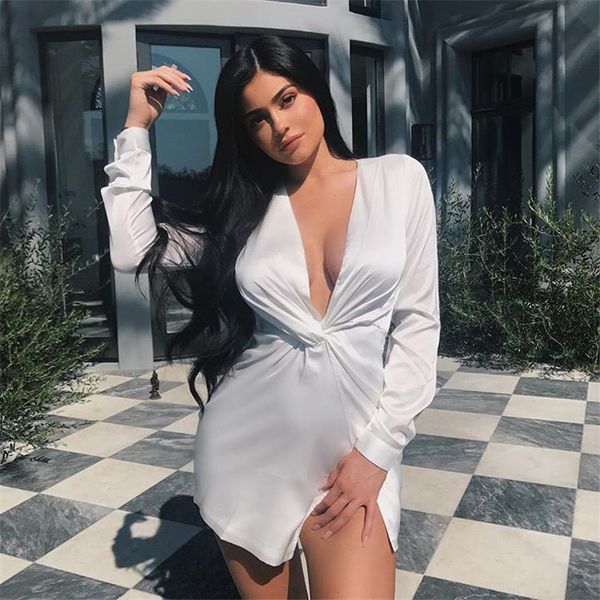 women designer dresses fashion v neck long sleeve ruched split dresses charming womens dresses, Black;gray
women designer dresses fashion v neck long sleeve ruched split dresses charming womens dresses, Black;gray