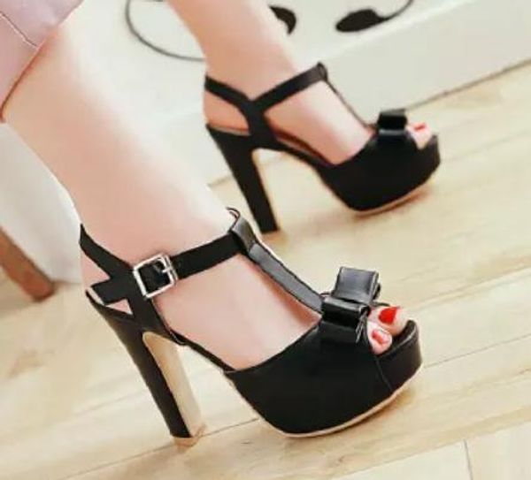 2019 bowknot women's sandals in summer with new style high heel coarse heel waterproof table@172, Black
2019 bowknot women's sandals in summer with new style high heel coarse heel waterproof table@172, Black