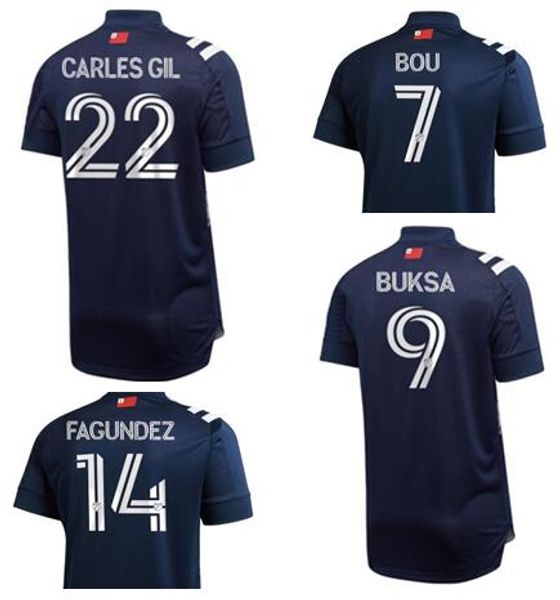 20-22 revolution 22 carles gil 14 fagundez 9 buksa 7 bou thai quality sports jerseys near me yakuda dropping accepted online, Black;yellow
