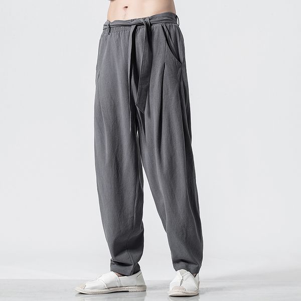 spring and summer new chinese men's trousers cotton loose and comfortable leisure flax broad-legged large size hallen trousers, Black
spring and summer new chinese men's trousers cotton loose and comfortable leisure flax broad-legged large size hallen trousers, Black